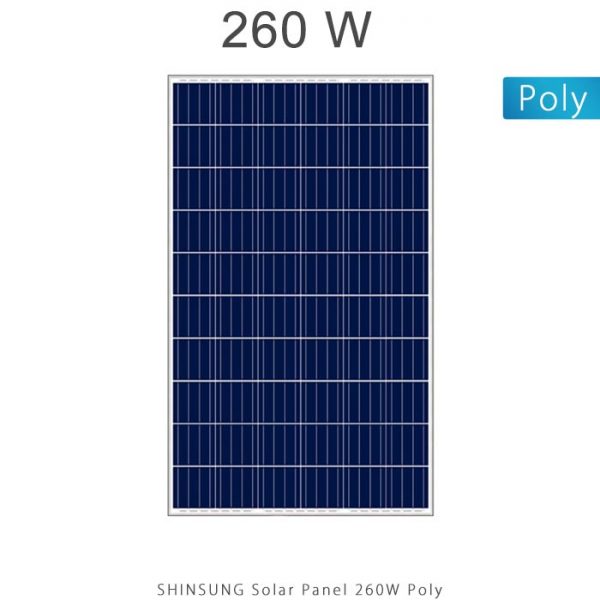 پنل خورشیدی 260 وات پلی کریستال برند شین سانگ SHINSUNG کره جنوبی در فروشگاه انرژی خورشیدی هورآیش