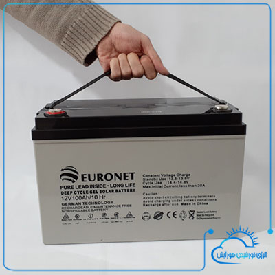 باتری 100 آمپر ساعت برند Euronet مدل دیپ سایکل ژل در فروشگاه انرژی خورشیدی هورآیش